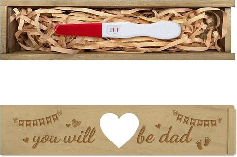 CHGCRAFT Pregnancy Wooden Announcement Gifts Pregnancy Test Keepsake Box with Slide Cover Surprise Announcement Gift with Word to Husband Grandparents Parents, 8x2x1.2inch in Saudi Arabia