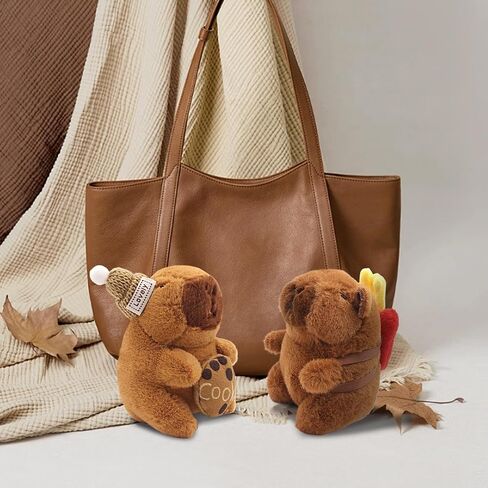 2 Pack Capybara Keychain Plush, Capybara Peluche Cute Key Chain with Clothes Backpack Accessories, Soft Animal Birthday Party Gift for Adults, Bag Charm (Hat&French fries backpack) in Saudi Arabia