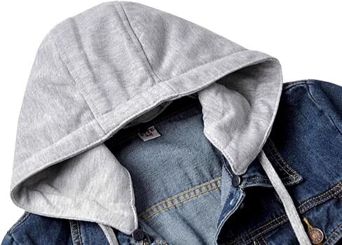 Women's denim long-sleeved Jackets slim-fit Detachable Hoodie Jean Jacket Coats Top in Saudi Arabia