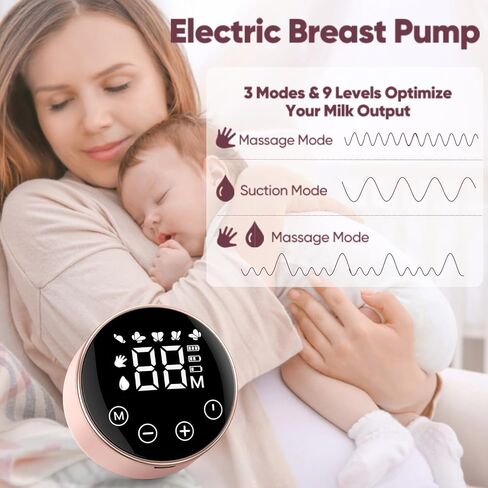 Electric Breast Pump, Hands Free Breast Pump 3 Modes 9 Levels, Double Wearable Breastfeeding Pump with Breastmilk Storage Bags & Pacifier Brush, Extractor de Leche Materna Electrico LED Display in Saudi Arabia