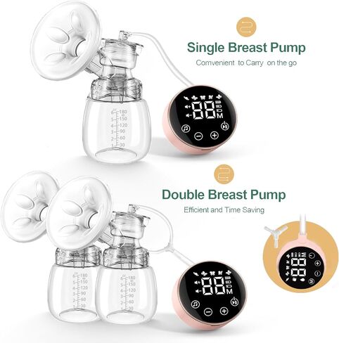 Electric Breast Pump, Hands Free Breast Pump 3 Modes 9 Levels, Double Wearable Breastfeeding Pump with Breastmilk Storage Bags & Pacifier Brush, Extractor de Leche Materna Electrico LED Display in Saudi Arabia