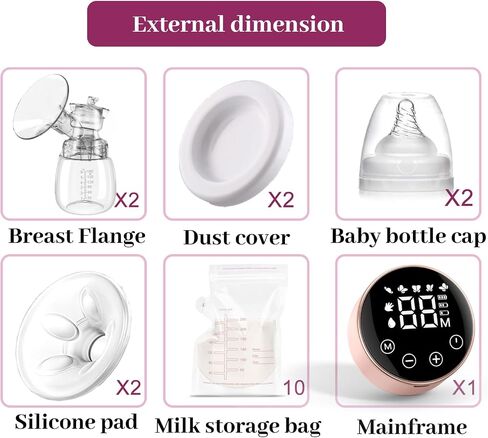 Electric Breast Pump, Hands Free Breast Pump 3 Modes 9 Levels, Double Wearable Breastfeeding Pump with Breastmilk Storage Bags & Pacifier Brush, Extractor de Leche Materna Electrico LED Display in Saudi Arabia