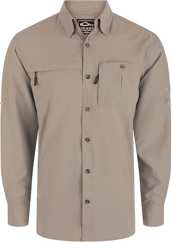 Drake Waterfowl Men's 8-Shot Flyweight Long-Sleeved Shirt | Moisture-Wicking Quick-Drying Lightweight Camo Hunting Shirt, Mossy Oak Original Shadow Grass, Size: 2XL in Saudi Arabia
