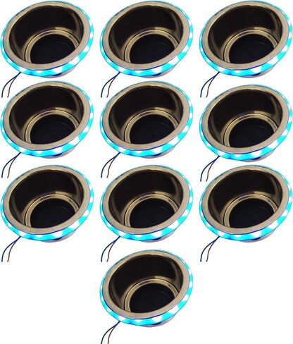 MARINE CITY Stainless Steel Marine Grade Blue LED Ring Light Cup Holder with Drain for Marines – Yachts – Ships – Kayaks (Pack of 2) in Saudi Arabia