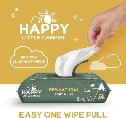 Happy Little Camper 99% Natural Baby Wipes with Aloe Vera, Chamomile, and Pomegranate Extracts, Chlorine-Free, Unscented, Biodegradable, Gentle, Hypoallergenic and Dermatologically Tested,864 Count in Saudi Arabia