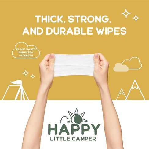 Happy Little Camper 99% Natural Baby Wipes with Aloe Vera, Chamomile, and Pomegranate Extracts, Chlorine-Free, Unscented, Biodegradable, Gentle, Hypoallergenic and Dermatologically Tested,864 Count in Saudi Arabia