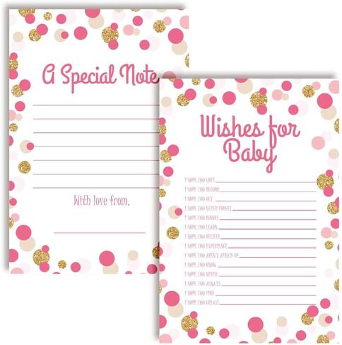Pink & Silver Twinkle Little Star Girl Baby Wishes Cards 20, 4"x6" - Great Keepsake and Fun Activity for Baby Showers - Wishes for Baby Keepsakes Last Generations - Fill-In, Double-Sided Cards in Saudi Arabia