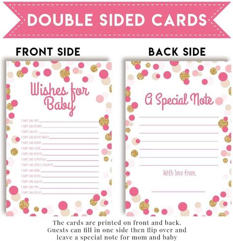 Pink & Silver Twinkle Little Star Girl Baby Wishes Cards 20, 4"x6" - Great Keepsake and Fun Activity for Baby Showers - Wishes for Baby Keepsakes Last Generations - Fill-In, Double-Sided Cards in Saudi Arabia