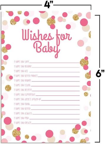 Pink & Silver Twinkle Little Star Girl Baby Wishes Cards 20, 4"x6" - Great Keepsake and Fun Activity for Baby Showers - Wishes for Baby Keepsakes Last Generations - Fill-In, Double-Sided Cards in Saudi Arabia