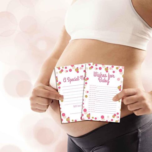 Pink & Silver Twinkle Little Star Girl Baby Wishes Cards 20, 4"x6" - Great Keepsake and Fun Activity for Baby Showers - Wishes for Baby Keepsakes Last Generations - Fill-In, Double-Sided Cards in Saudi Arabia