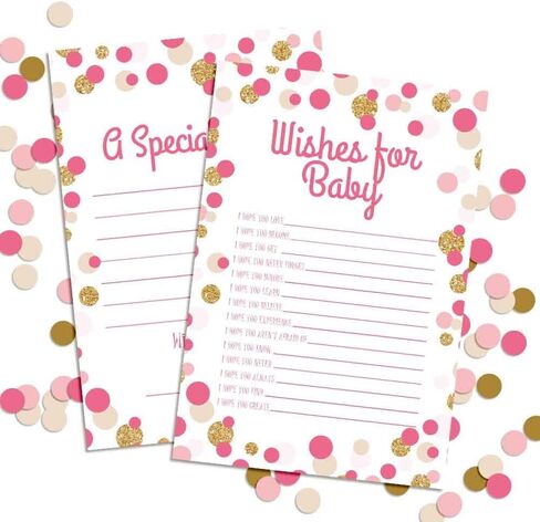 Pink & Silver Twinkle Little Star Girl Baby Wishes Cards 20, 4"x6" - Great Keepsake and Fun Activity for Baby Showers - Wishes for Baby Keepsakes Last Generations - Fill-In, Double-Sided Cards in Saudi Arabia