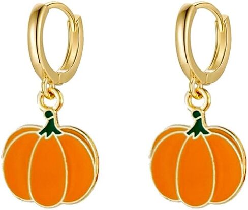 Cute Pumpkin Small Hoop Earrings for Women Dainty Minimalist Gold Plated Halloween Thanksgiving Holiday Huggie Hoops Dangle Drop Earring Fashion Jewelry in Saudi Arabia