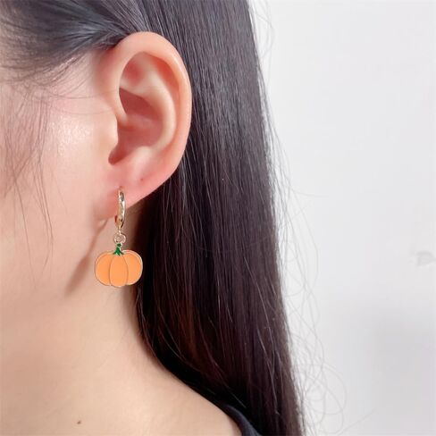 Cute Pumpkin Small Hoop Earrings for Women Dainty Minimalist Gold Plated Halloween Thanksgiving Holiday Huggie Hoops Dangle Drop Earring Fashion Jewelry in Saudi Arabia