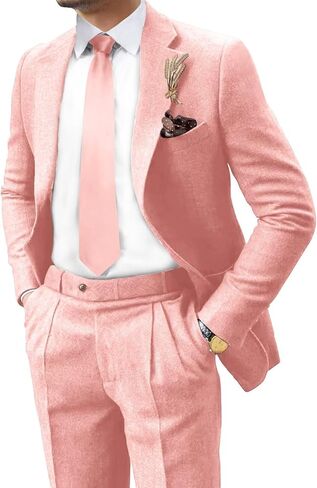 Retro Tweed Mens Suit Herringbone Slim Fit 2 Buttons Men's Jackets Sets Prom Wedding Jacket Blazer Pants Groom Tuxedo Set in Kuwait