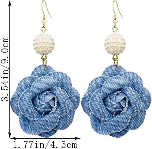 Bohemian Blue Denim Hoop Earrings Big Circle Round Statement Simple Exaggerated Earrings Accessories for Women Bridal in Saudi Arabia