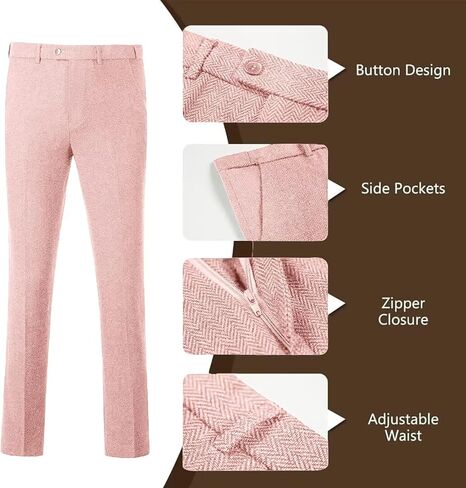 Retro Tweed Mens Suit Herringbone Slim Fit 2 Buttons Men's Jackets Sets Prom Wedding Jacket Blazer Pants Groom Tuxedo Set in Kuwait