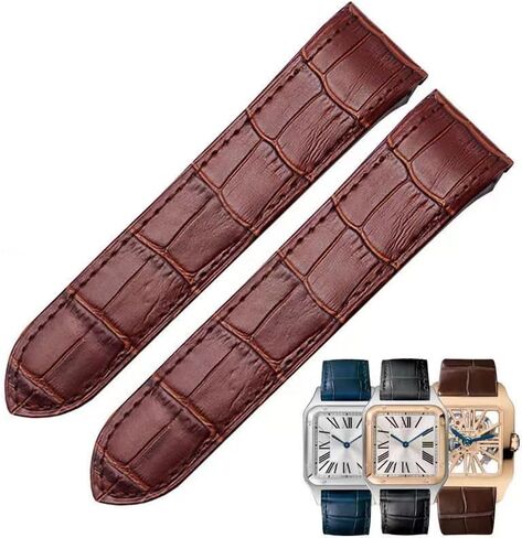 Summer 23mm Leather Band Strap Bracelet Compatible With Cartier Santos 100XL 38mm Brown With Screws in Saudi Arabia