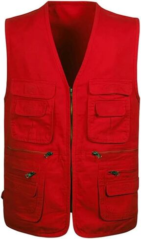 Pegsmio Cotton Vest For Men Spring Summer Tool Sleeveless Jacket Multi Pocket Waistcoat in Saudi Arabia