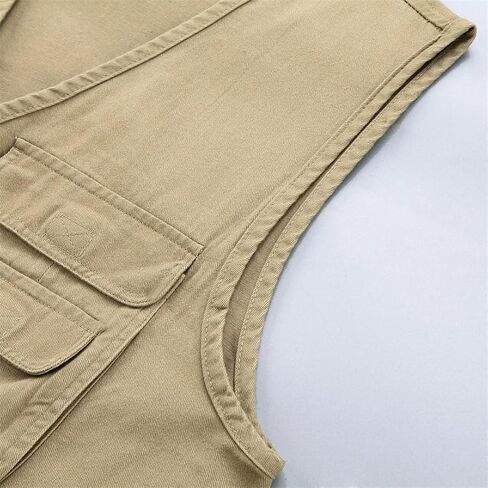 Pegsmio Cotton Vest For Men Spring Summer Tool Sleeveless Jacket Multi Pocket Waistcoat in Saudi Arabia
