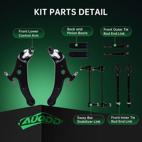 AUQDD 10Pc Front End Kit Fit For 08-19 To-yota Highlander Venza, 10-15 Le-xus RX350 RX450h, 2 Lower Control Arm w/Ball Joint 2 Sway Bar Link 4 Outer Inner Tie Rod End (K622944 K622945 K90344 ES800534) in Saudi Arabia