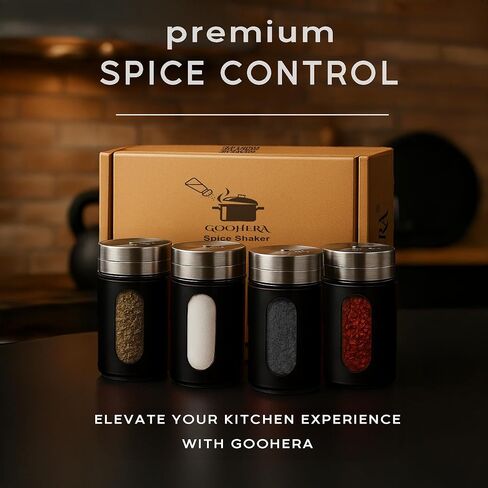 4-Piece Premium Stainless Steel Salt and Pepper Shakers Set – Adjustable Pour Holes Spice Dispenser for Salt, Sugar, Cinnamon, and Pepper – Stylish Kitchen Seasoning and Spice Shaker Set in Saudi Arabia