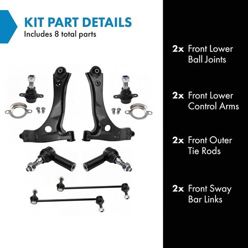TRQ Front Steering & Suspension Kit Ball Joint Control Arm Sway Bar Stabilizer Link Tie Rod Compatible with 2015-2019 Ford Transit-150 Transit-250 Transit-350 Transit-350 HD in Saudi Arabia