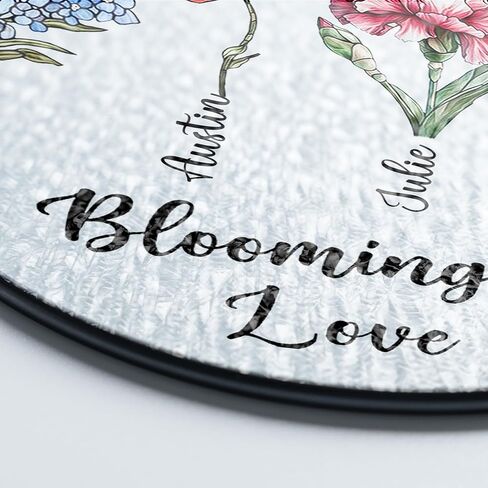 Personalized First Mom Now Grandma Birth Flower Stained Glass Suncatcher, Custom Birth Month Flowers with Kid's Name Glass Suncatcher, Flower Art Mom, Grandma Gifts for Mother's Day in Kuwait