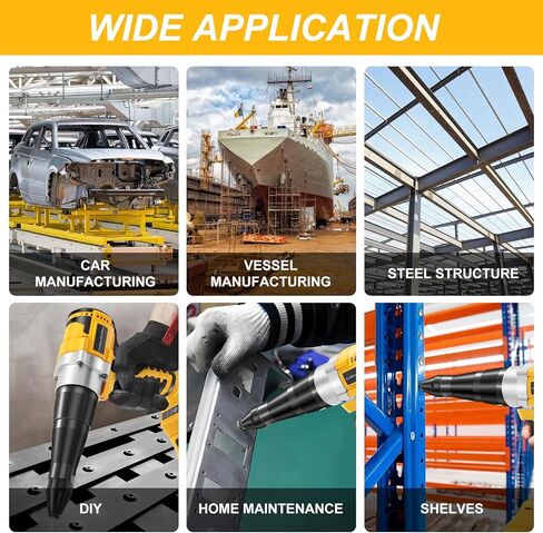 13" Rivet Gun, Rivet Gun Kit with 5 Pcs Rivets, 3 Nosepieces Manual Hand Pop Rivet Gun(1/8", 5/32", 3/16"), Heavy Duty Rivet Tool for Metal, Aluminum, Stainless Steel in Kuwait