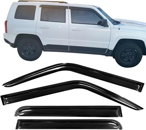 Tape on Window Visors Compatible with 2007-2018 Jeep Patriot, Slim Style Acrylic Smoke Tinted Sun Rain Wind Guards Shield Vent by IKON MOTORSPORTS 2008 2009 2010 2011 2012 2013 2014 2015 2016 2017 in Saudi Arabia