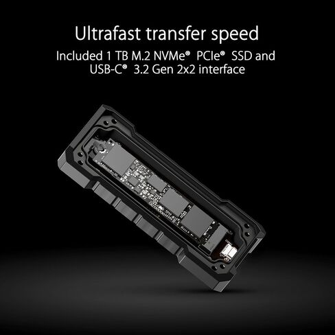 ASUS TUF Gaming AS2000 Plus —USB-C 3.2 Gen 2x2 Portable M.2 NVMe PCIe SSD 2 تيرابايت، سرعة تصل إلى 2000 ميجابايت/ثانية، مقاومة السقوط MIL-STD-810H، مقاومة الماء والغبار IP68، هيكل من سبائك الألومنيوم ووسادة حرارية in Saudi Arabia