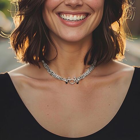 Ross-Simons Sterling Silver Byzantine Necklace With Black Onyx in Saudi Arabia