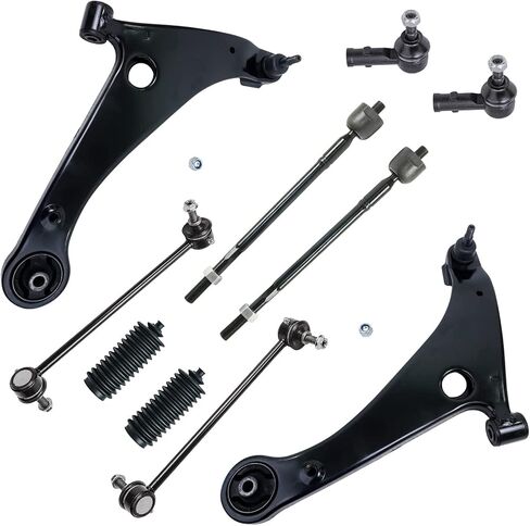 Detroit Axle - Front 10pc Control Arms Kit for 06-12 Mitsubishi Eclipse, 04-12 Galant, 2 Lower Control Arms w/Ball Joints 2 Sway Bars 4 Tie Rods 2 Boots 2006 2007 2008 2009 2010 2011 2012 Replacement in Saudi Arabia