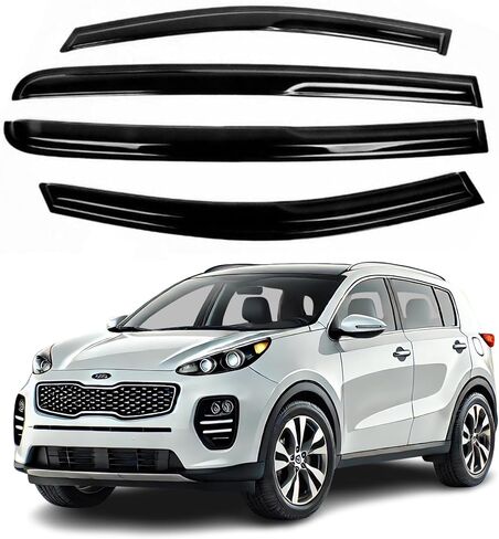 Fits Kia Sportage 2017 2018 2019 2020 2021 2022 Acrylic Safe Smoke Window Visor Set - Sun, Rain, and Vent Protection, 4-Pieces Tape-onWindow Deflector Guard Kit, 2mm Extra Thick in Saudi Arabia