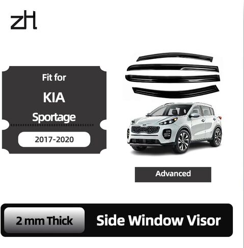 Fits Kia Sportage 2017 2018 2019 2020 2021 2022 Acrylic Safe Smoke Window Visor Set - Sun, Rain, and Vent Protection, 4-Pieces Tape-onWindow Deflector Guard Kit, 2mm Extra Thick in Saudi Arabia