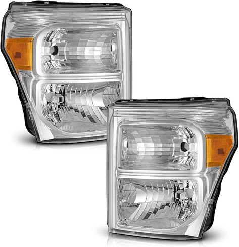 Headlights Assembly for 2011 2012 2013 2014 2015 2016 Ford F250 F350 F450 F550 Super Duty, Compatible with 2011-2016 F250 Headlamp Replacement Headlight Chrome Housing Amber Reflector in Saudi Arabia