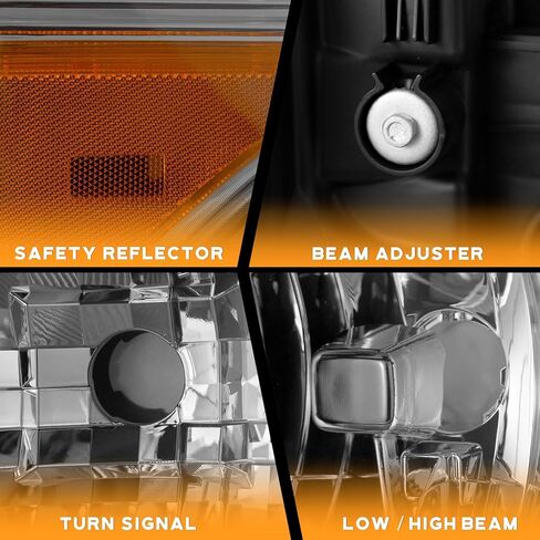 Headlights Assembly for 2011 2012 2013 2014 2015 2016 Ford F250 F350 F450 F550 Super Duty, Compatible with 2011-2016 F250 Headlamp Replacement Headlight Chrome Housing Amber Reflector in Saudi Arabia