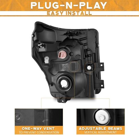 Headlights Assembly for 2011 2012 2013 2014 2015 2016 Ford F250 F350 F450 F550 Super Duty, Compatible with 2011-2016 F250 Headlamp Replacement Headlight Chrome Housing Amber Reflector in Saudi Arabia