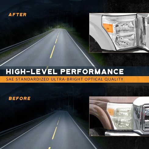 Headlights Assembly for 2011 2012 2013 2014 2015 2016 Ford F250 F350 F450 F550 Super Duty, Compatible with 2011-2016 F250 Headlamp Replacement Headlight Chrome Housing Amber Reflector in Saudi Arabia