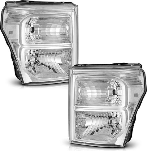 Headlights Assembly for 2011 2012 2013 2014 2015 2016 Ford F250 F350 F450 F550 Super Duty, Compatible with 2011-2016 F250 Headlamp Replacement Headlight Chrome Housing Amber Reflector in Saudi Arabia