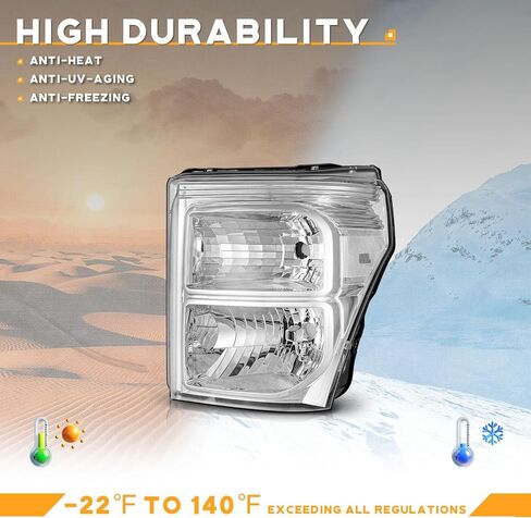 Headlights Assembly for 2011 2012 2013 2014 2015 2016 Ford F250 F350 F450 F550 Super Duty, Compatible with 2011-2016 F250 Headlamp Replacement Headlight Chrome Housing Amber Reflector in Saudi Arabia