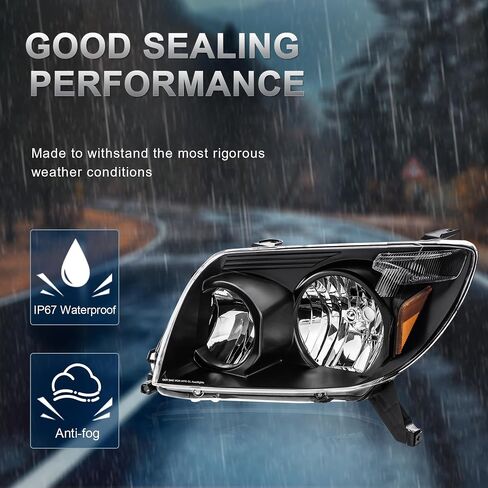 Pair Headlights Assembly Compatible for Toyota 4Runner 2003-2005 with Clear Lens/Black Housing/Amber Reflector Front Lamps Driver and Passenger Side(Set of 2)# 8117035400, 8113035420 in Saudi Arabia