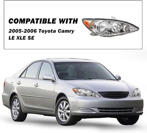 Halogen Headlight Assembly Fit for 2005 2006 Toyota Camry LE XLE SE Headlamp Replacement Right Passenger Side in Saudi Arabia