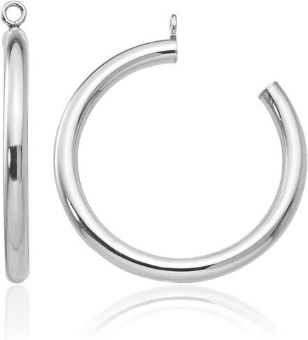 14K Solid White Gold Tube Hoop Earring Jackets for Studs in Saudi Arabia