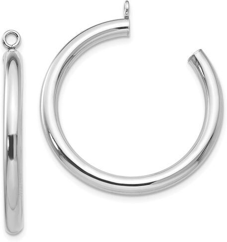 14K Solid White Gold Tube Hoop Earring Jackets for Studs in Saudi Arabia