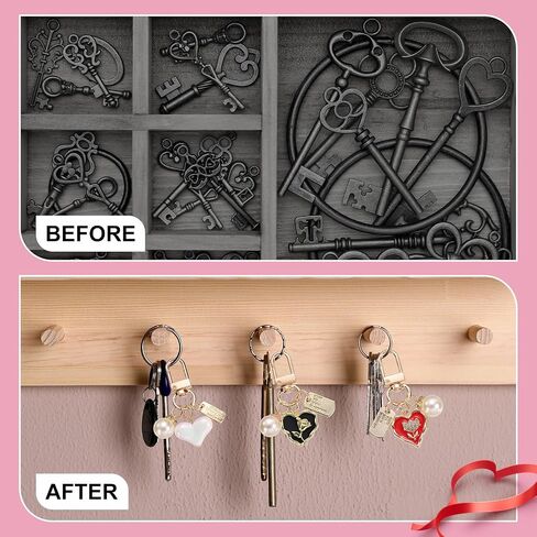 uxcell Heart Keychain Charm for Women, Metal Cute Heart Tulips Pearl Purse Bag Charm Keychain Accessories Decor for Car Bag in Kuwait