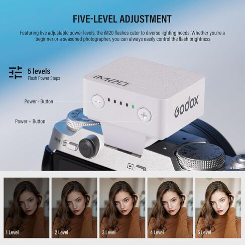 Godox iM20 Mini Flash for Camera with 470mAh Batter 440 Full-Power Flash 5 Levels Mini Flash Speedlite for Sony zve10 Sony zv1 Ricoh gr3 Canon Nikon Fuji Olympus Camera (iM20) in Saudi Arabia