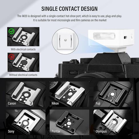 Godox iM20 Mini Flash for Camera with 470mAh Batter 440 Full-Power Flash 5 Levels Mini Flash Speedlite for Sony zve10 Sony zv1 Ricoh gr3 Canon Nikon Fuji Olympus Camera (iM20) in Saudi Arabia