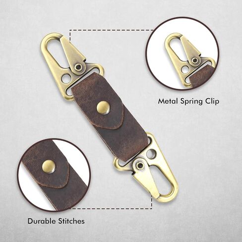 Leather Keyring Universal Keychain with Double EDC Hooks Key Fob Holder/Organizer Small Car Accessories Gifts for Men Women in Saudi Arabia