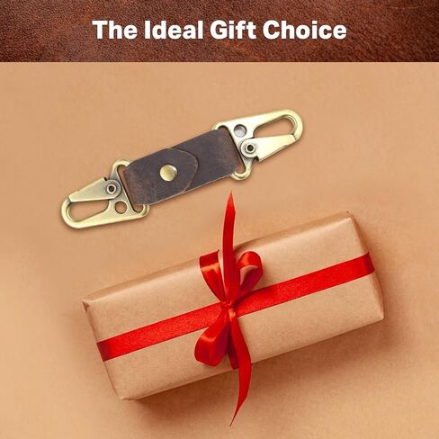 Leather Keyring Universal Keychain with Double EDC Hooks Key Fob Holder/Organizer Small Car Accessories Gifts for Men Women in Saudi Arabia