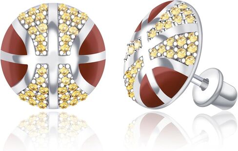 Sport Screwback Earrings for Women - 925 Sterling Silver Softball/Volleyball/Soccer/Basketball/Rugby Screw Stud Jewelry Gifts for Sport Fans Christmas Easter Thanksgiving Day (Softball Studs) in Saudi Arabia